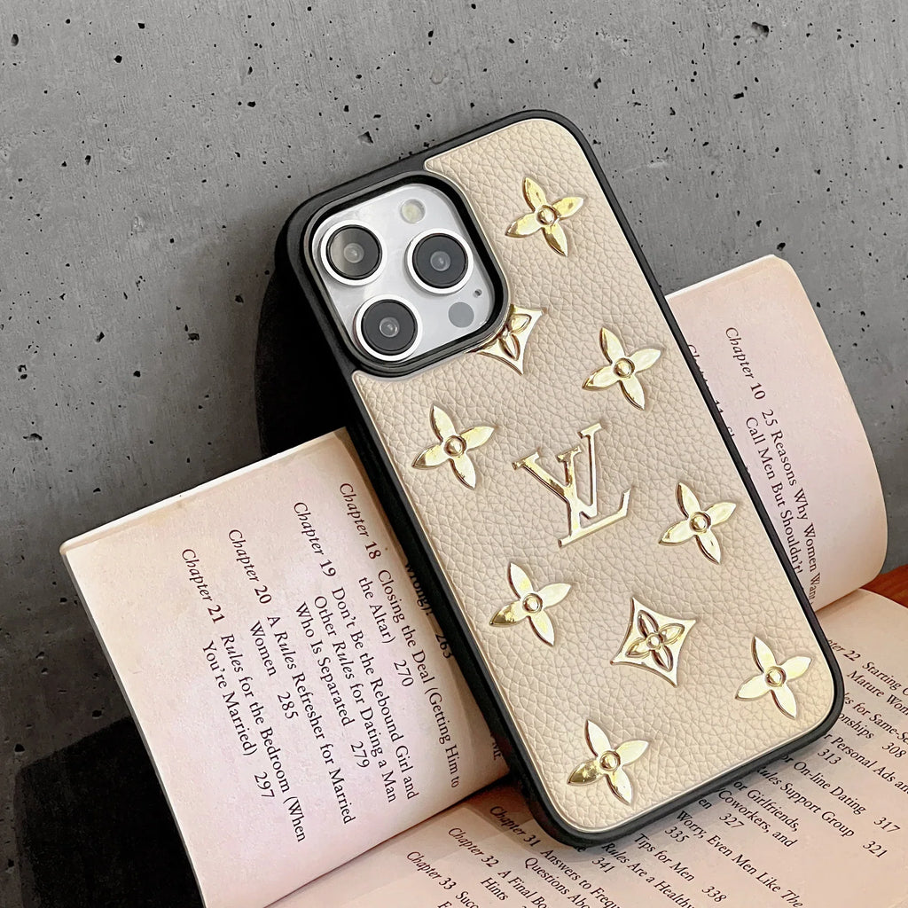 Luxury Golden Monogram Leather iPhone Case for 12-pro-max