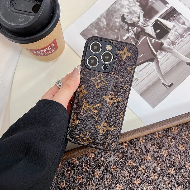 Luxury Case iPhone Series Monogram Leather Dual Cardholder for 12