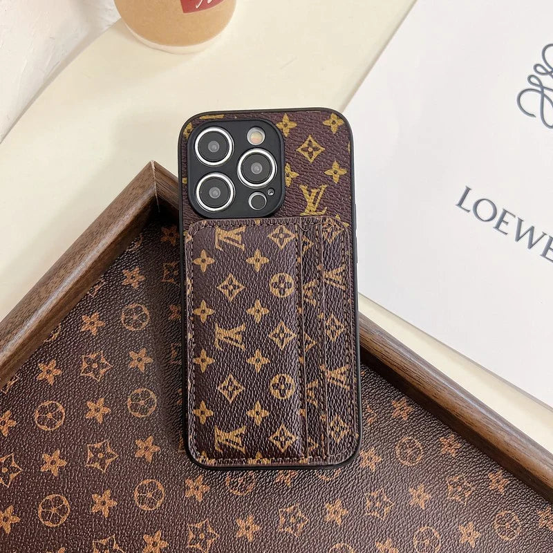 Luxury Case iPhone Series Monogram Leather Dual Cardholder for 12