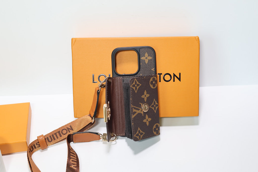 Crossbody LV Phone Case Cardholder Wallet For 12-16 Pro Max Plus