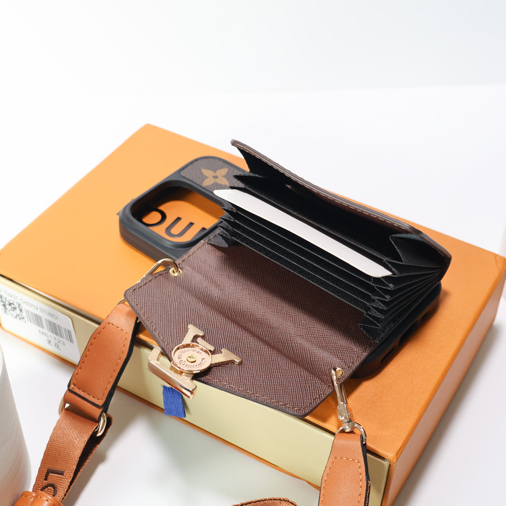Crossbody LV Phone Case Cardholder Wallet For 12-16 Pro Max Plus