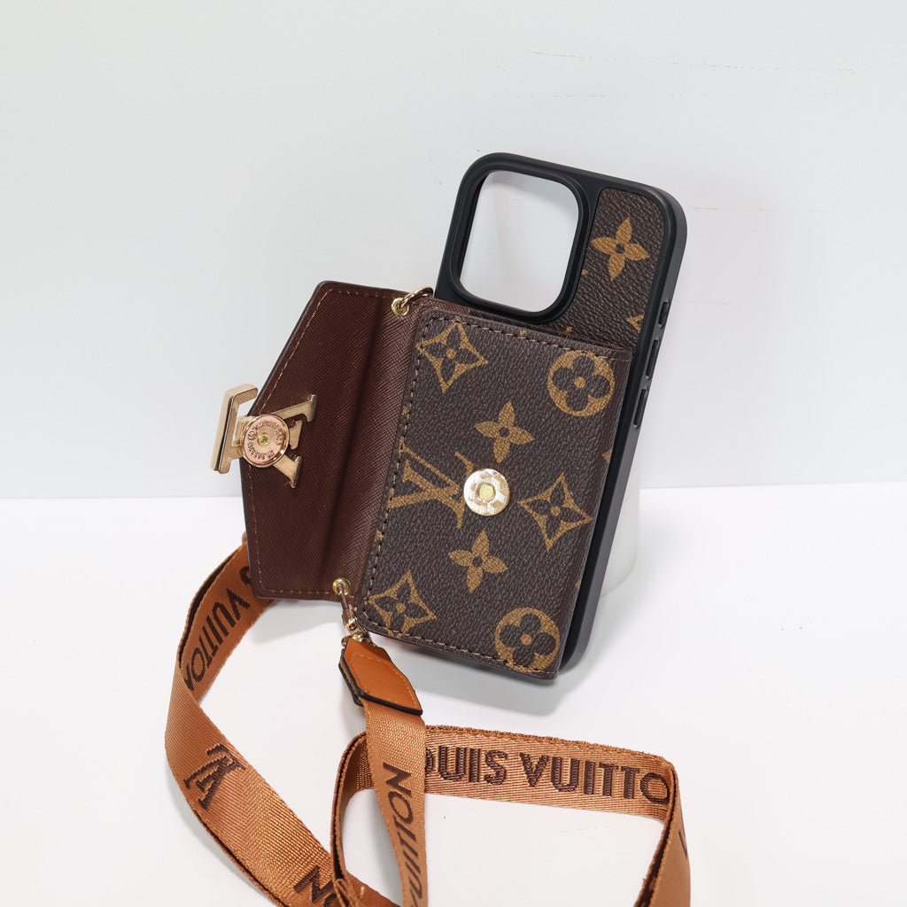 Crossbody LV Phone Case Cardholder Wallet For 12-16 Pro Max Plus