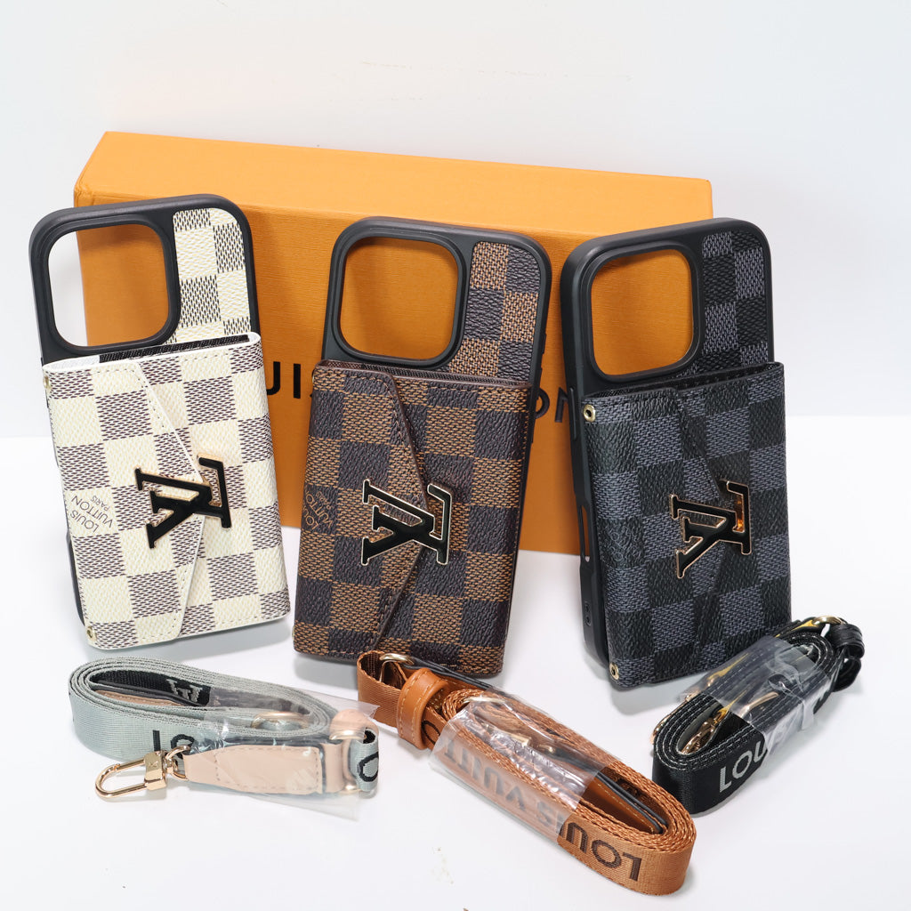 Crossbody LV Phone Case Cardholder Wallet For 12-16 Pro Max Plus