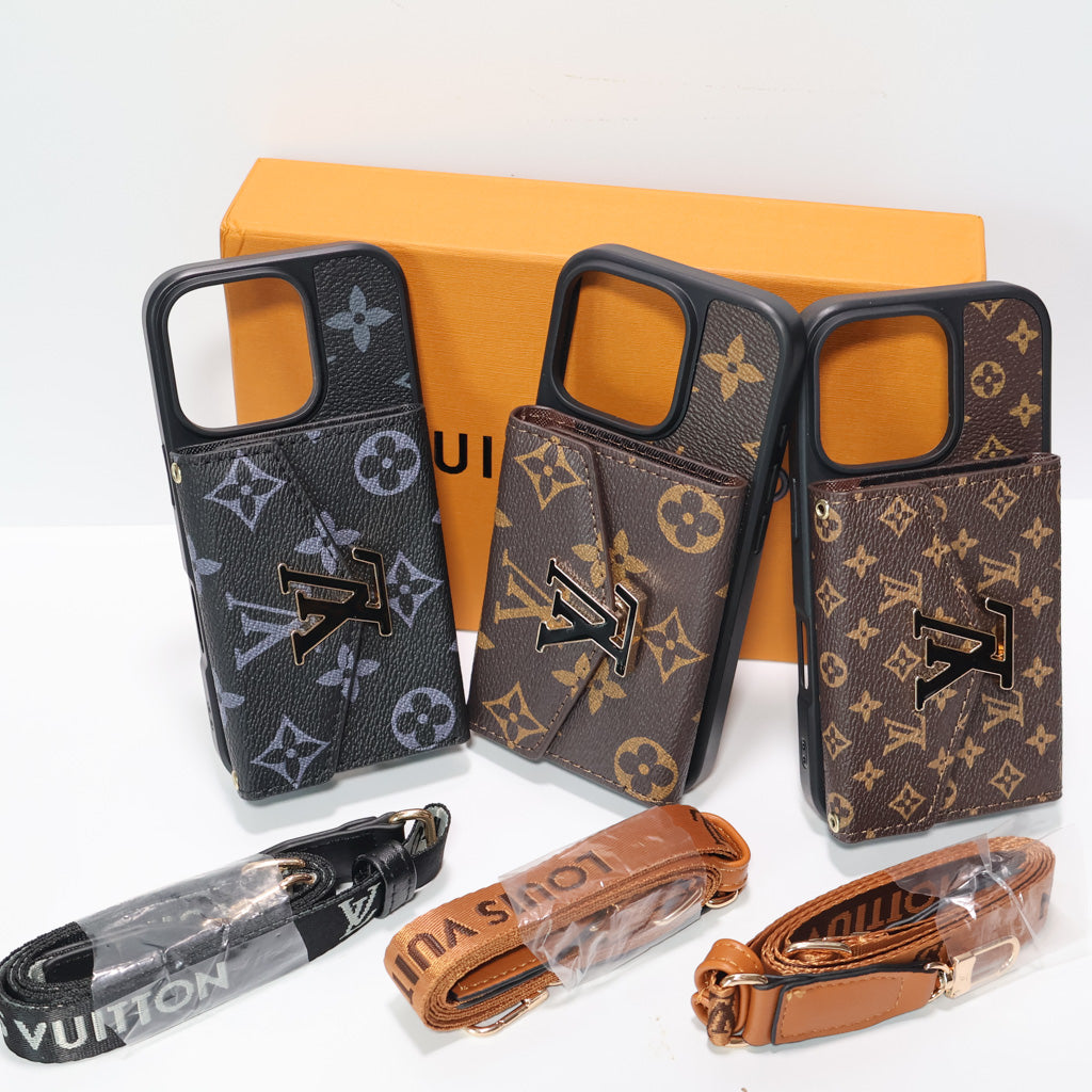 Crossbody LV Phone Case Cardholder Wallet For 12-16 Pro Max Plus
