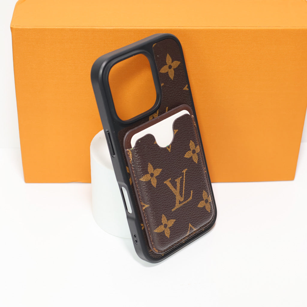 LV Leather Phone Case Card Holder For 12-16 Pro Max Plus
