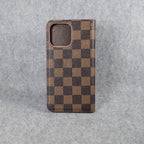 Louis Vuitton Phone Case Wallet For I Pro Max Plus Brown Checkered for 11-pro