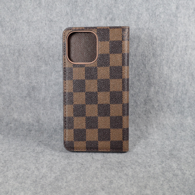 Louis Vuitton Phone Case Wallet For I Pro Max Plus Brown Checkered for 11-pro