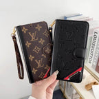 Fashion Designer iPhone Wallet Case Card Holder Kickstand For 12 13 14 15 16 Pro Max Plus Series