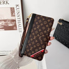 Fashion Designer iPhone Wallet Case Card Holder Kickstand For 12 13 14 15 16 Pro Max Plus Series for