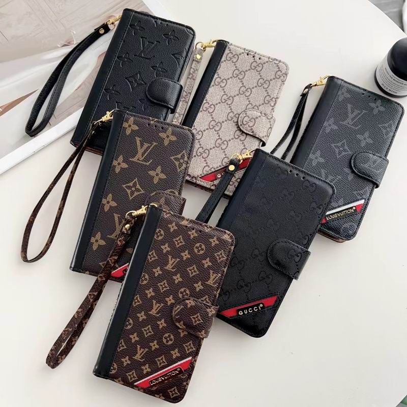 Fashion Designer iPhone Wallet Case Card Holder Kickstand For 12 13 14 15 16 Pro Max Plus Series