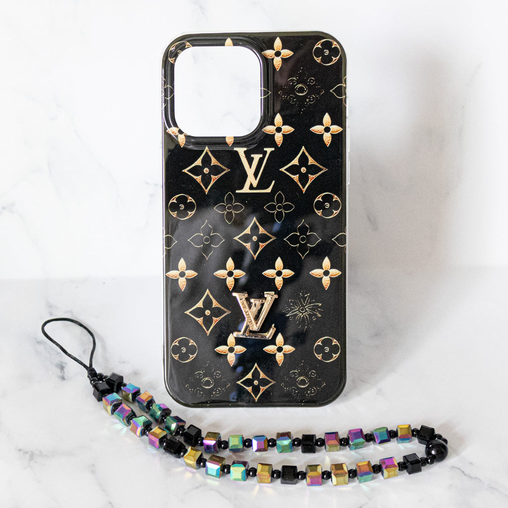 LV Black iPhone Case Golden Monogram for iphone-12