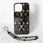 LV Black iPhone Case Golden Monogram for iphone-12