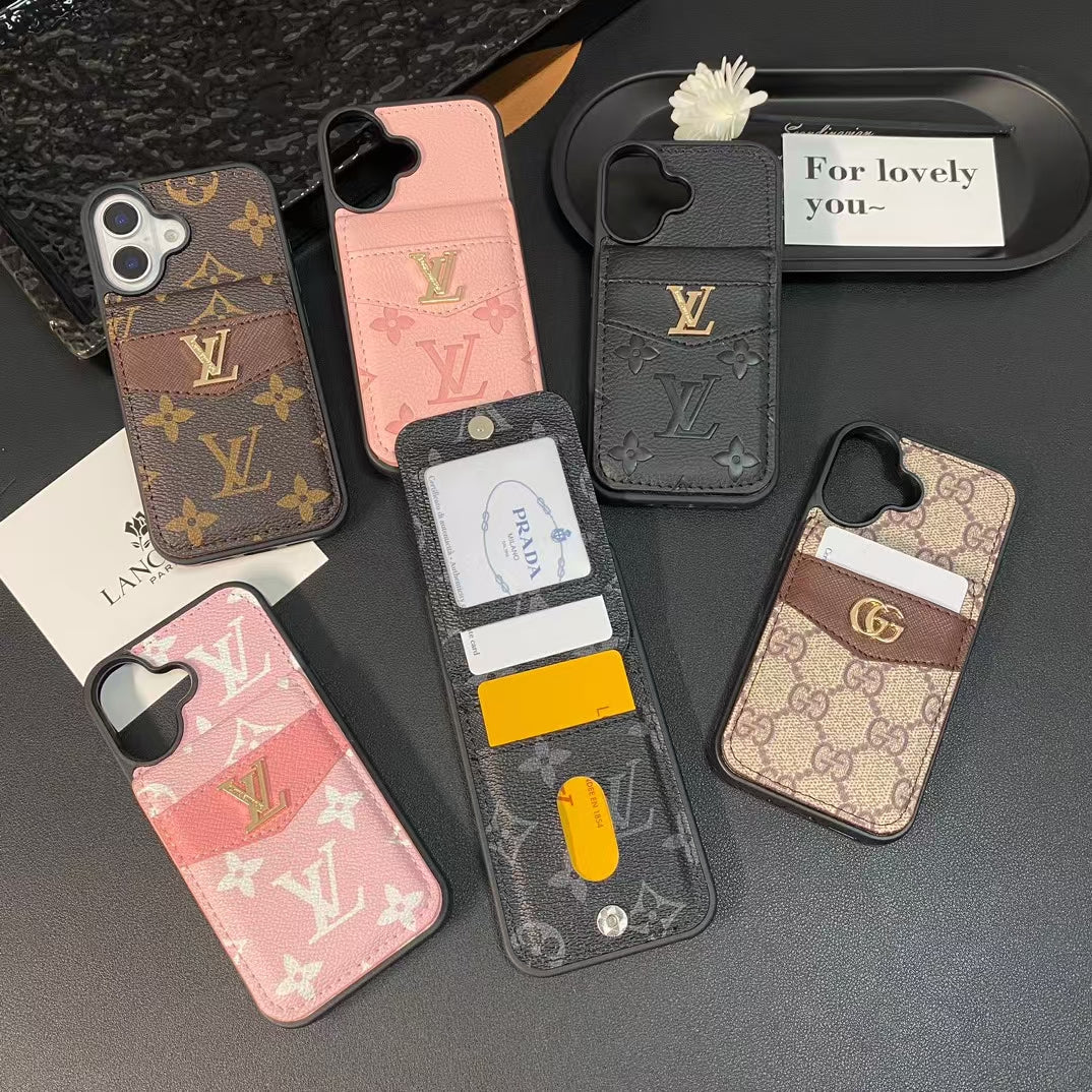 Louis Vuitton iPhone Case 16 / 16 Plus Folding Wallet Card Slot for iphone-16