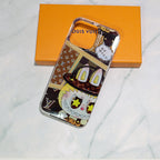 LV Transparent Phone Case Labubu Monogram Pattern for 14-pro