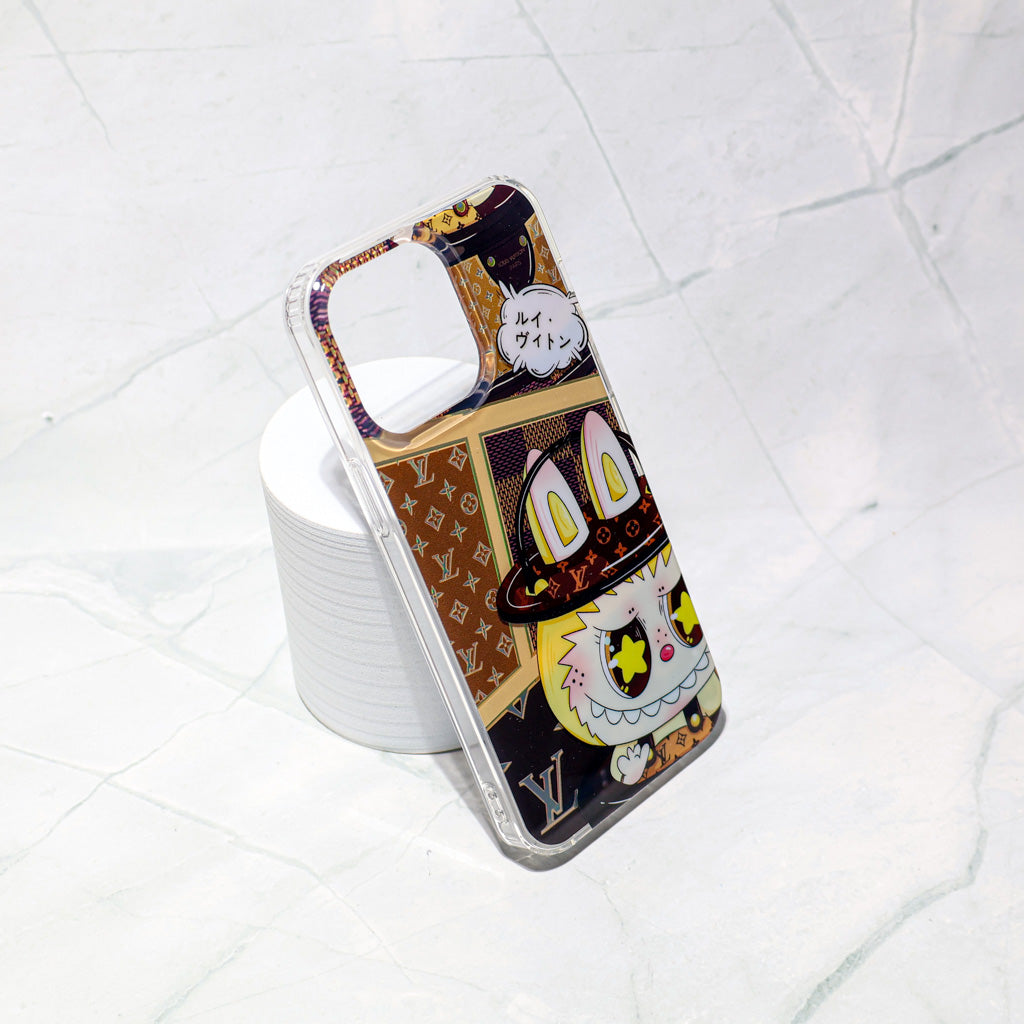 LV Transparent Phone Case Labubu Monogram Pattern for 13-pro