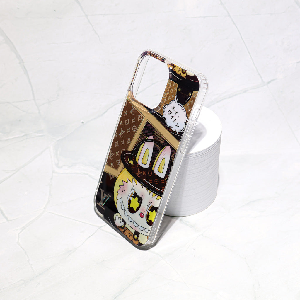 LV Transparent Phone Case Labubu Monogram Pattern for 14-pro