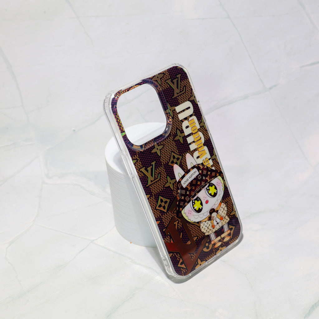 LV Transparent Phone Case Labubu Monogram Pattern for 13-pro