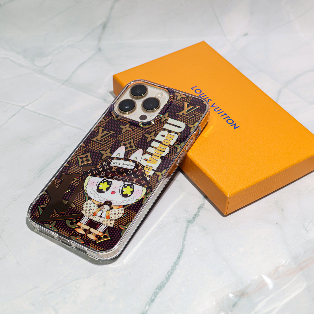 LV Transparent Phone Case Labubu Monogram Pattern for 13-pro-max