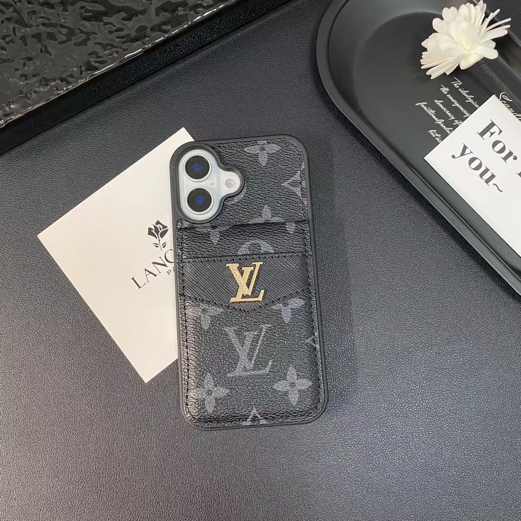 Louis Vuitton iPhone Case 16 / 16 Plus Folding Wallet Card Slot for iphone-16