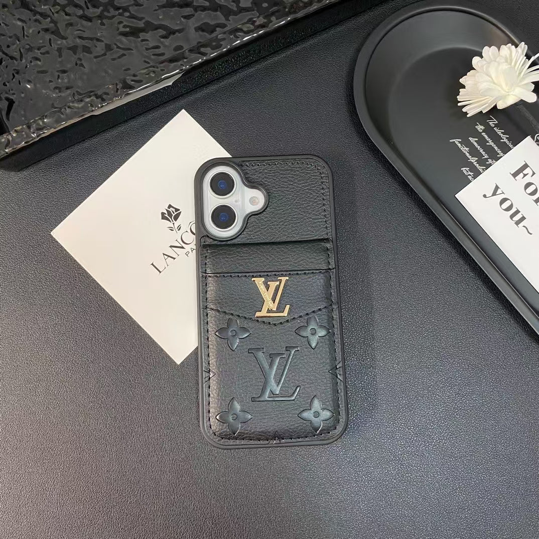 Louis Vuitton iPhone Case 16 / 16 Plus Folding Wallet Card Slot for iphone-16-plus