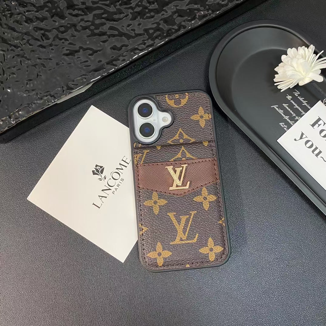 Louis Vuitton iPhone Case 16 / 16 Plus Folding Wallet Card Slot for iphone-16