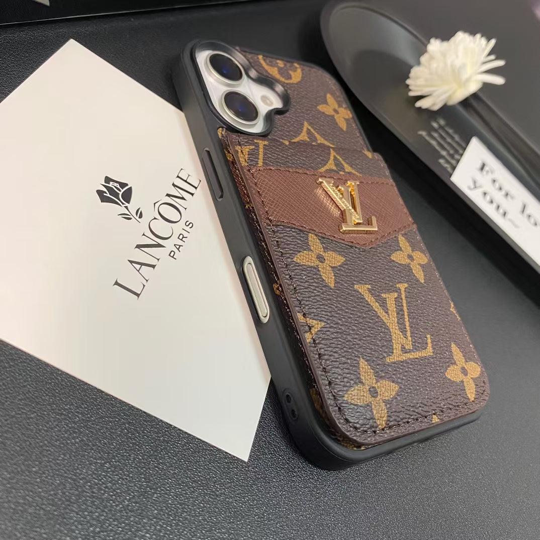Louis Vuitton iPhone Case 16 / 16 Plus Folding Wallet Card Slot for iphone-16