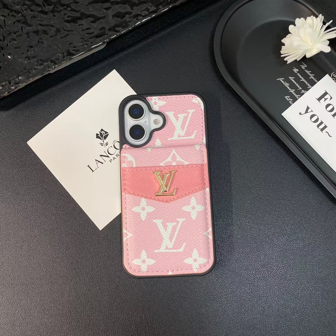 Louis Vuitton iPhone Case 16 / 16 Plus Folding Wallet Card Slot for iphone-16-plus