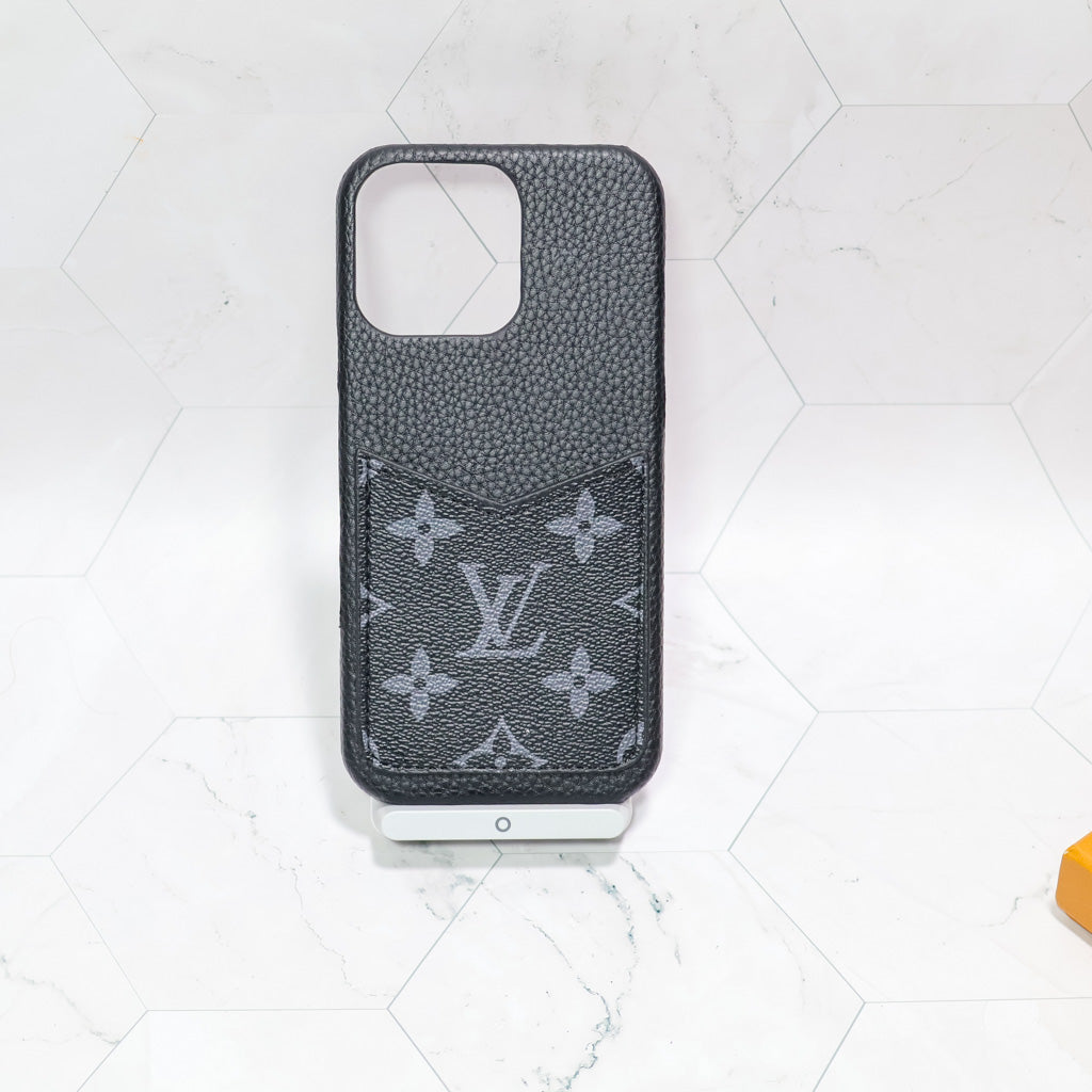 Black Monogram LV iPhone Case For 12-17 Series for 15