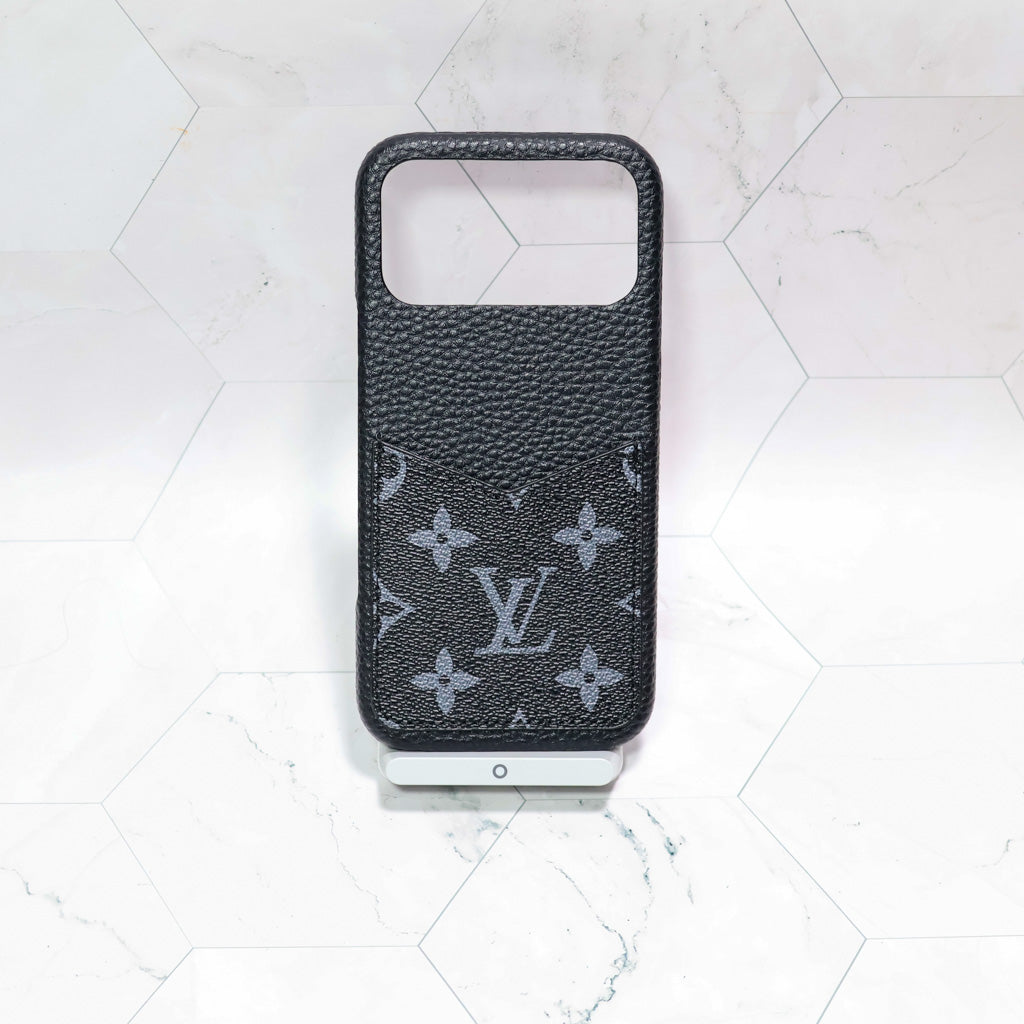 Black Monogram LV iPhone Case For 12-17 Series for 14-pro-max