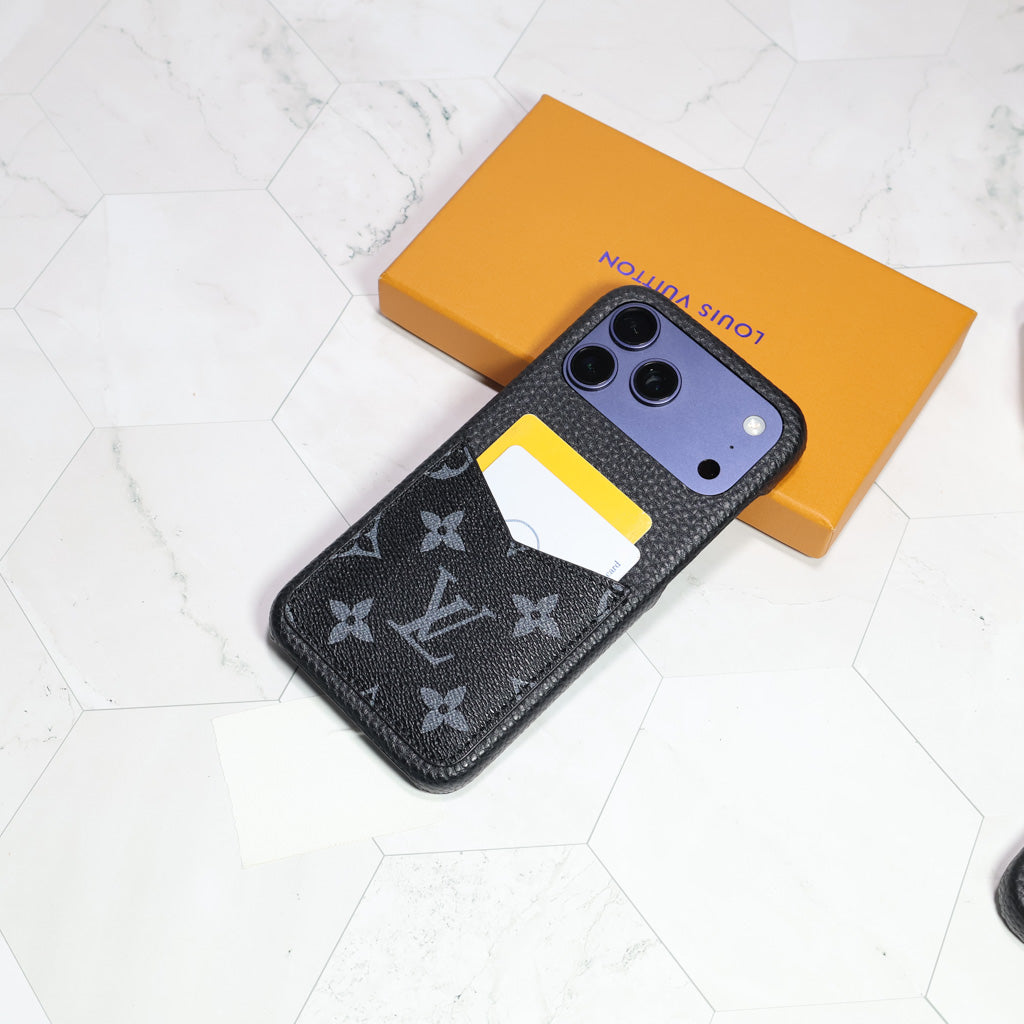 Black Monogram LV iPhone Case For 12-17 Series for 12-pro