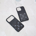 Black Monogram LV iPhone Case For 12-17 Series