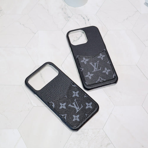 Black Monogram LV iPhone Case For 12-17 Series