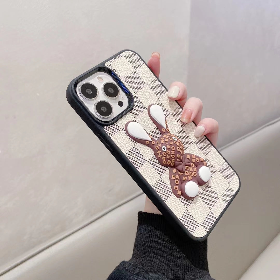3D Luxury Designer iPhone Case Checkered Pattern For 11 12 13 14 Pro Max
