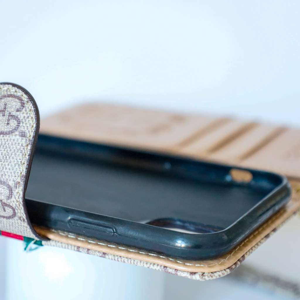 Gucci Wallet Case iPhone Beige Leather For I Pro Max Plus for 13-pro