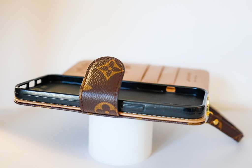 LV Brown Monogram Leather Wallet Case iPhone X 11 12 13 14 15 16 Pro Max Plus for 12-pro-max