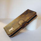 LV Brown Monogram Leather Wallet Case iPhone X 11 12 13 14 15 16 Pro Max Plus for 13-pro