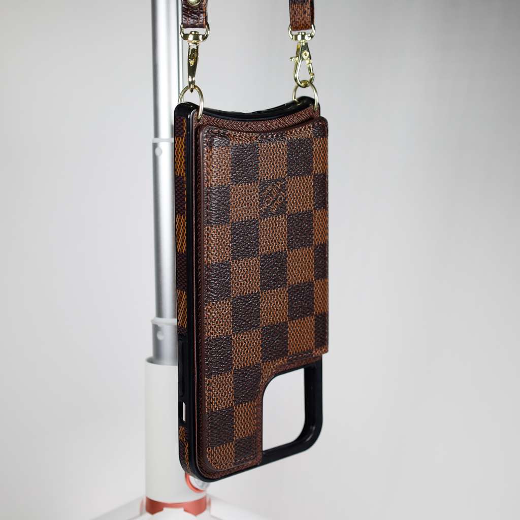 Crossbody Phone Case Designer Checkered Leather For I Pro Max for 14