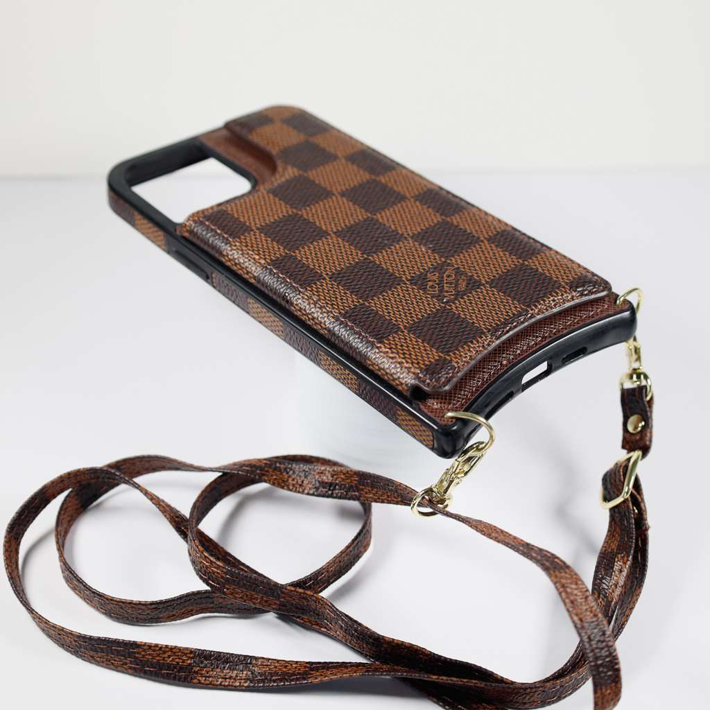 Crossbody Phone Case Designer Checkered Leather For I Pro Max for 14-pro