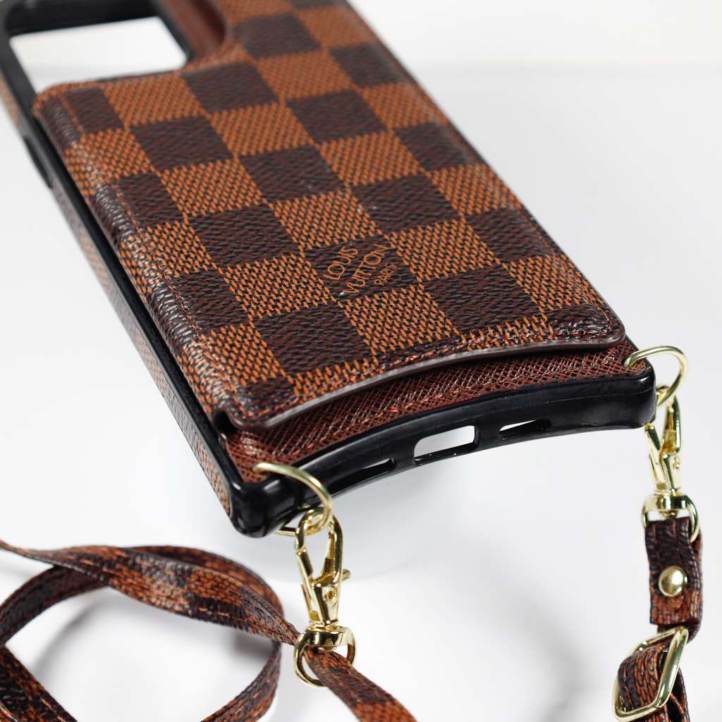Crossbody Phone Case Designer Checkered Leather For I Pro Max for 14-plus