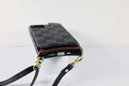 Luxury iPhone Wallet Case Black Checkered Leather For I Pro Max for 12pro-max