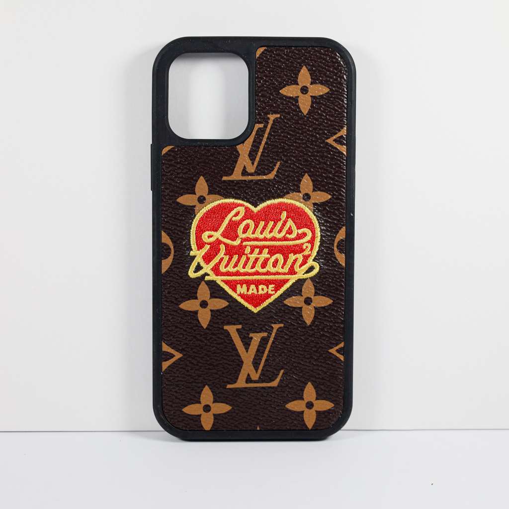 LV Phone Case Embroidery 3D Heart For iPhone 12 13 Pro Max