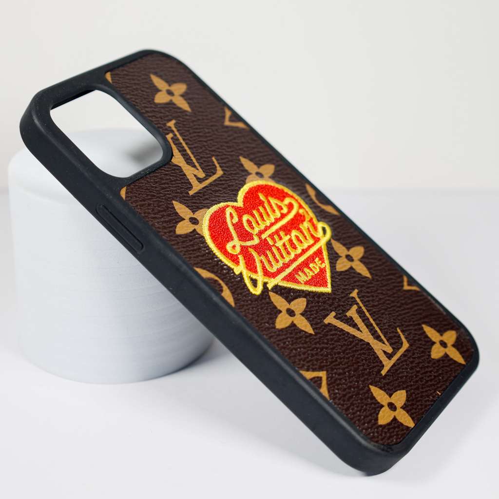 LV Phone Case Embroidery 3D Heart For iPhone 12 13 Pro Max