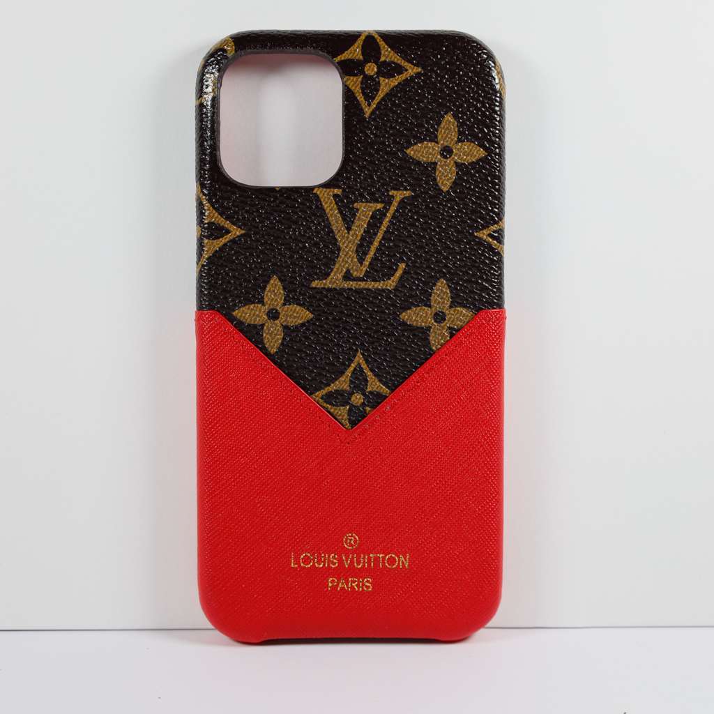 LV Phone Case Card Holder Red For iPhone X 11 12 13 14 15 16 Pro Max Plus