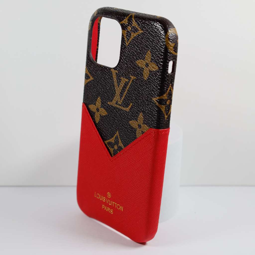 LV Phone Case Card Holder Red For iPhone X 11 12 13 14 15 16 Pro Max Plus for 11-pro-max