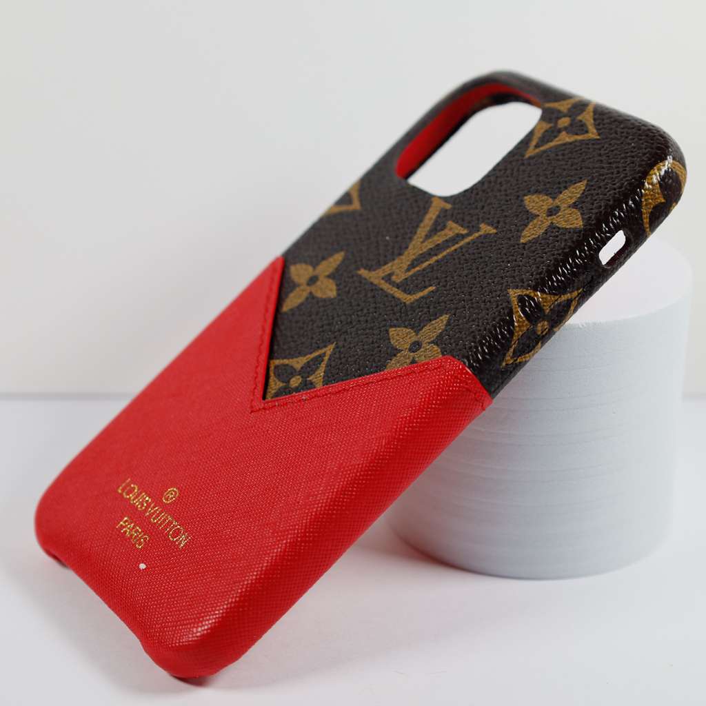 LV Phone Case Card Holder Red For iPhone X 11 12 13 14 15 16 Pro Max Plus for 12-pro
