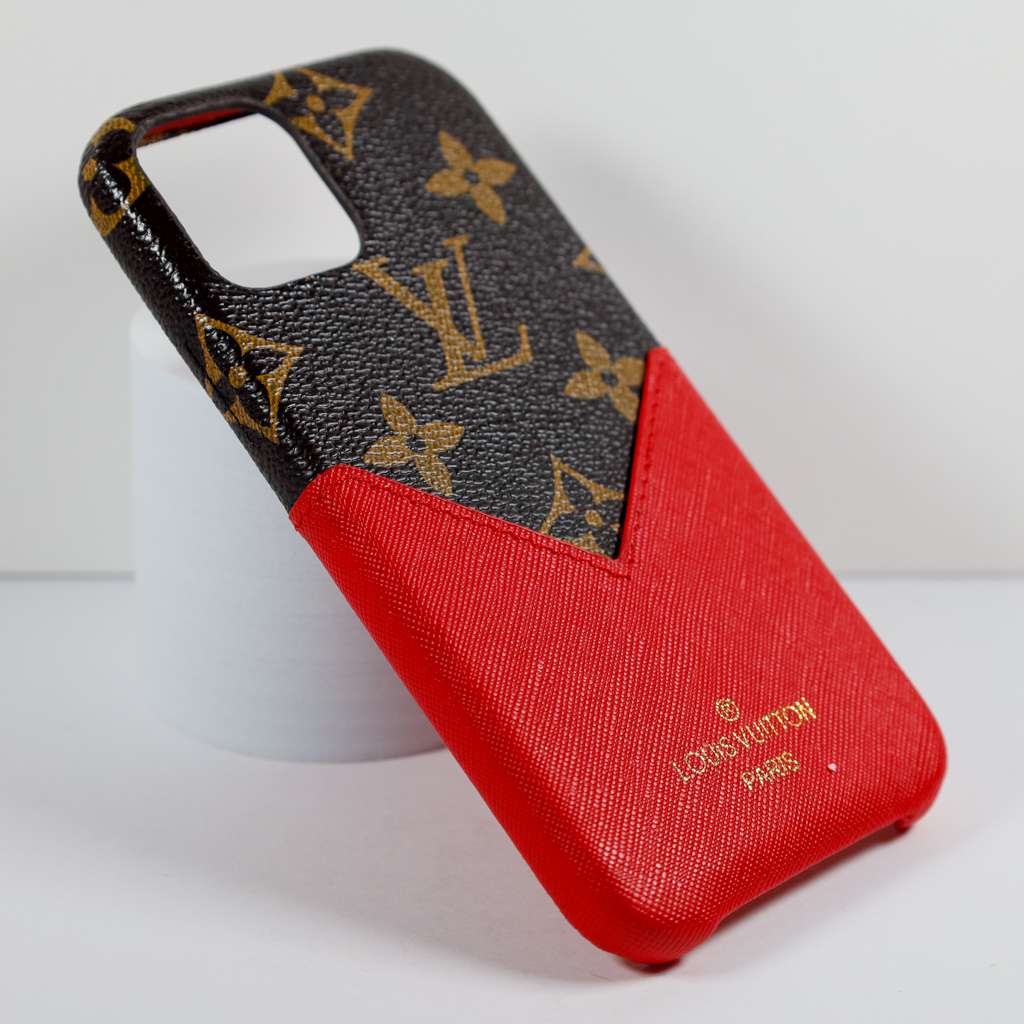LV Phone Case Card Holder Red For iPhone X 11 12 13 14 15 16 Pro Max Plus for 12-pro-max