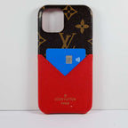 LV Phone Case Card Holder Red For iPhone X 11 12 13 14 15 16 Pro Max Plus