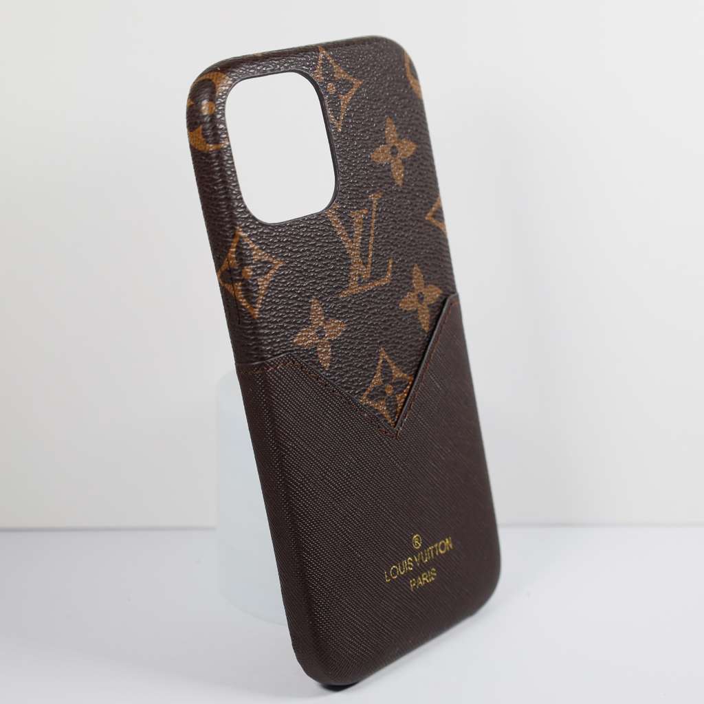 LV Card Holder iPhone Case Brown For iPhone X 11 12 13 14 Pro Max Series