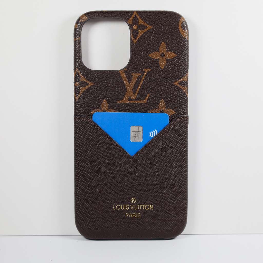 LV Card Holder iPhone Case Brown For iPhone X 11 12 13 14 Pro Max Series for 11-pro