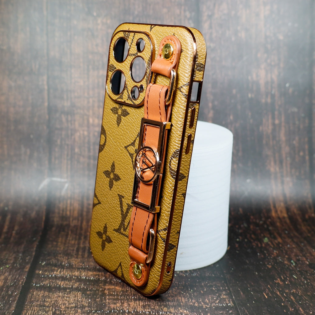 LV iPhone Case With Strap Folding Style For 11 12 13 14 15 Pro Max Plus / Latte for 11-pro